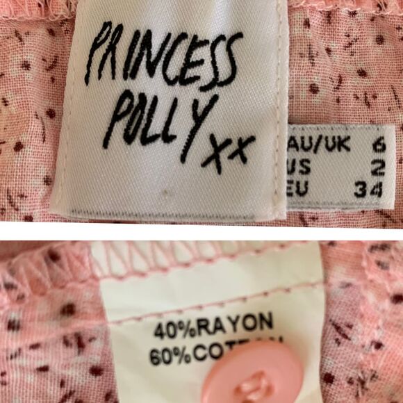 Princess Polly puff sleeve floral Y2k Retro crop top Cottagecore Fairy size 2 - Picture 9 of 11